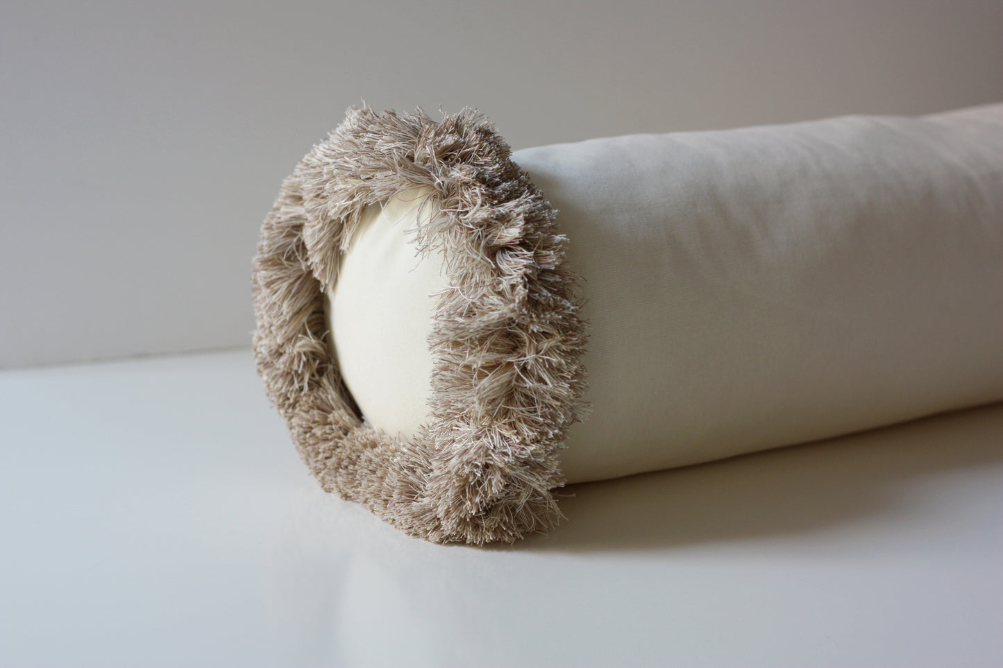 DAISY long taupe fringe Velvet Cushion