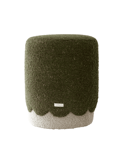 Opala scalloped organic modern pouf in boucle upholstery by OPALA Home Talismans. OPALA Home Talismans makes handmade luxury velvet cushions, stools and upholstered furniture for an exclusive home decor, made in Portugal with premium cotton velvet. Meet Opala custom-made cushions, unique and luxurious home decor accessories.