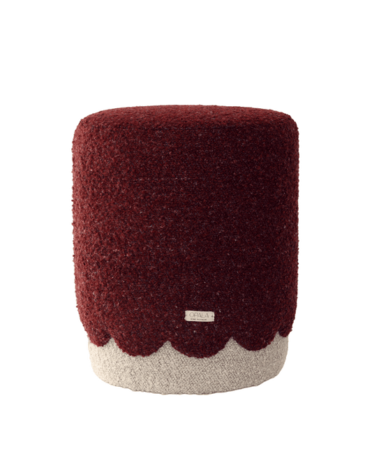 Opala scalloped organic modern pouf in boucle upholstery by OPALA Home Talismans. OPALA Home Talismans makes handmade luxury velvet cushions, stools and upholstered furniture for an exclusive home decor, made in Portugal with premium cotton velvet. Meet Opala custom-made cushions, unique and luxurious home decor accessories.