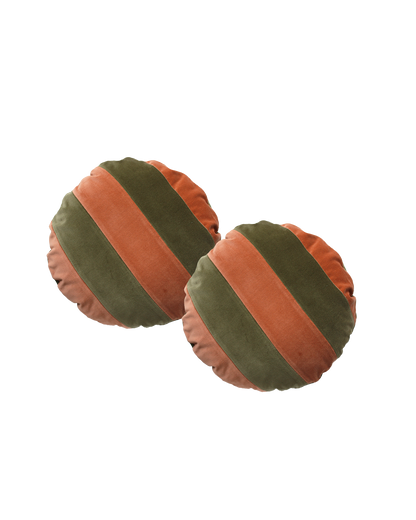 CITRINO set of 2 Round Velvet Cushions