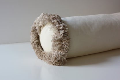 DAISY long taupe fringe Velvet Cushion