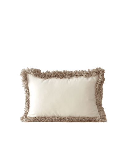 DAISY Taupe Fringe Velvet Cushion