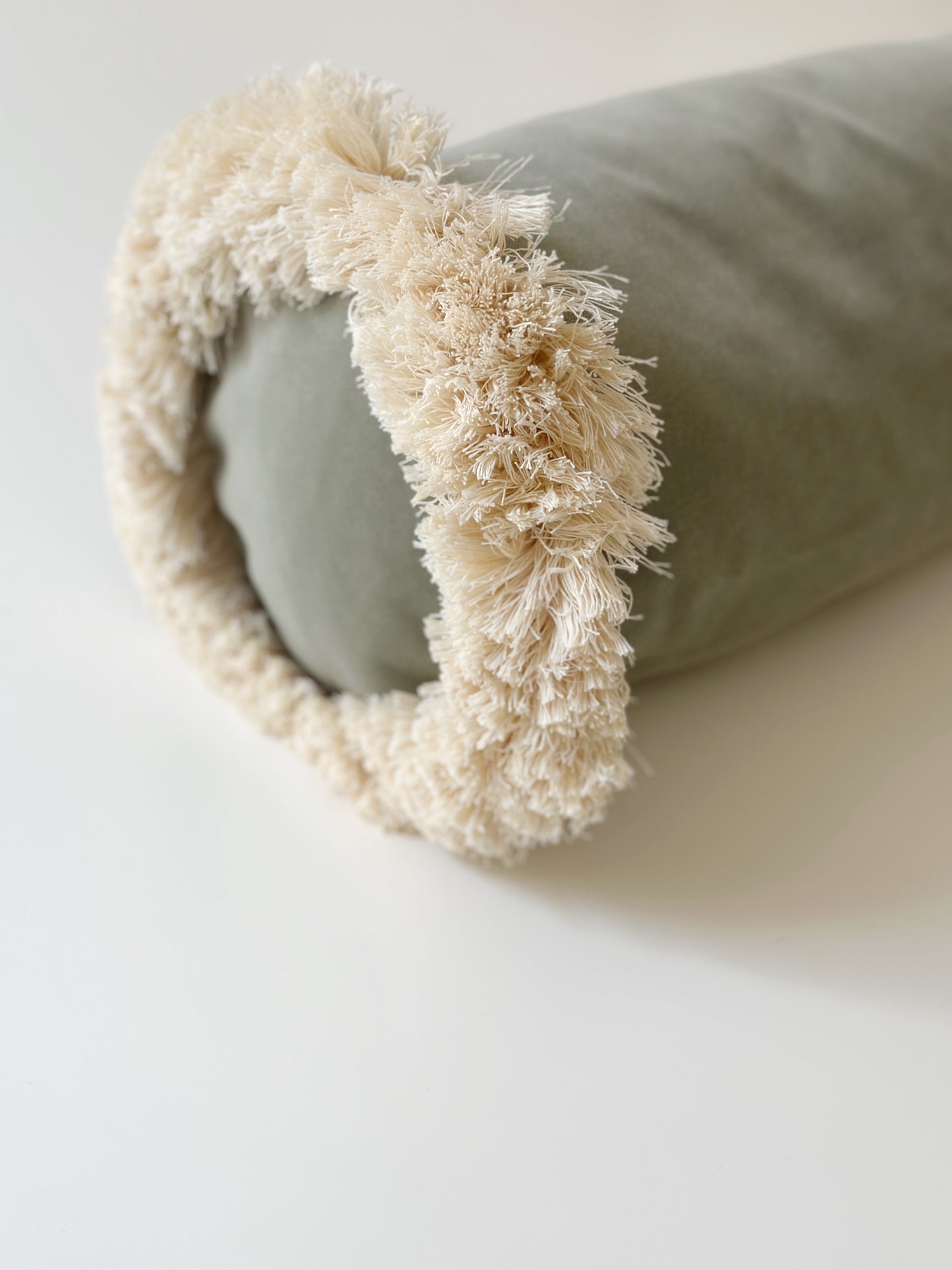 DAISY Velvet Bolster Fringed Cushion