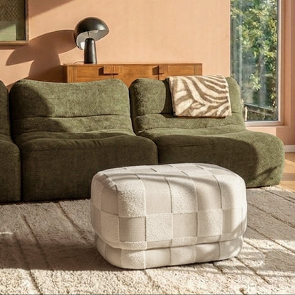 ONIX Large Organic Modern Bouclé Checkered Ottoman