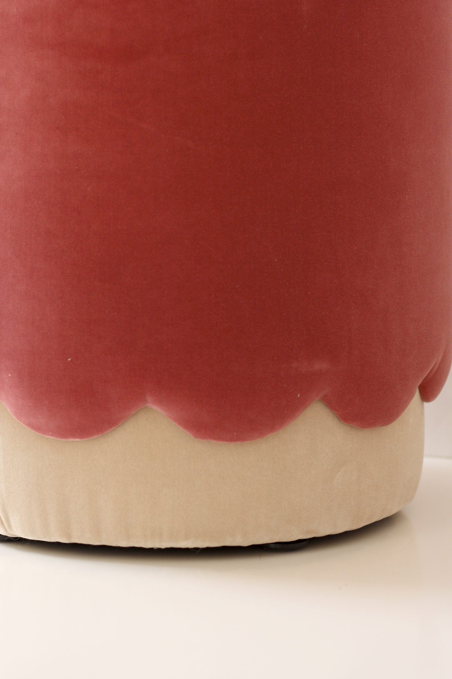Opala scalloped organic modern pouf in cotton velvet upholstery by OPALA Home Talismans. OPALA Home Talismans makes handxmade luxury velvet cushions, stools and upholstered furniture for an exclusive home decor, made in Portugal with premium cotton velvet. Meet Opala custom-made cushions, unique and luxurious home decor accessories.